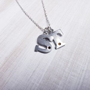 Initial charm necklace with birthstones